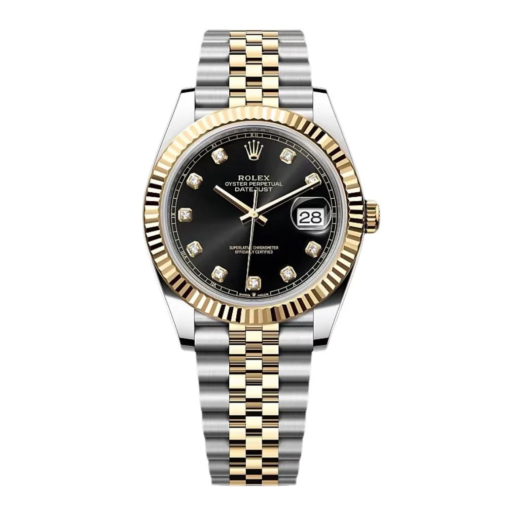 Rolex Datejust Black Diamond Dial Gold & Steel 41mm