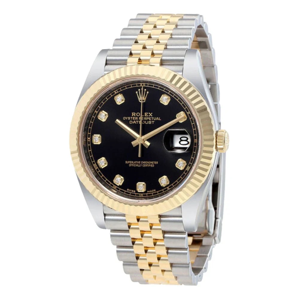 Rolex Datejust Black Diamond Dial Gold & Steel 41mm